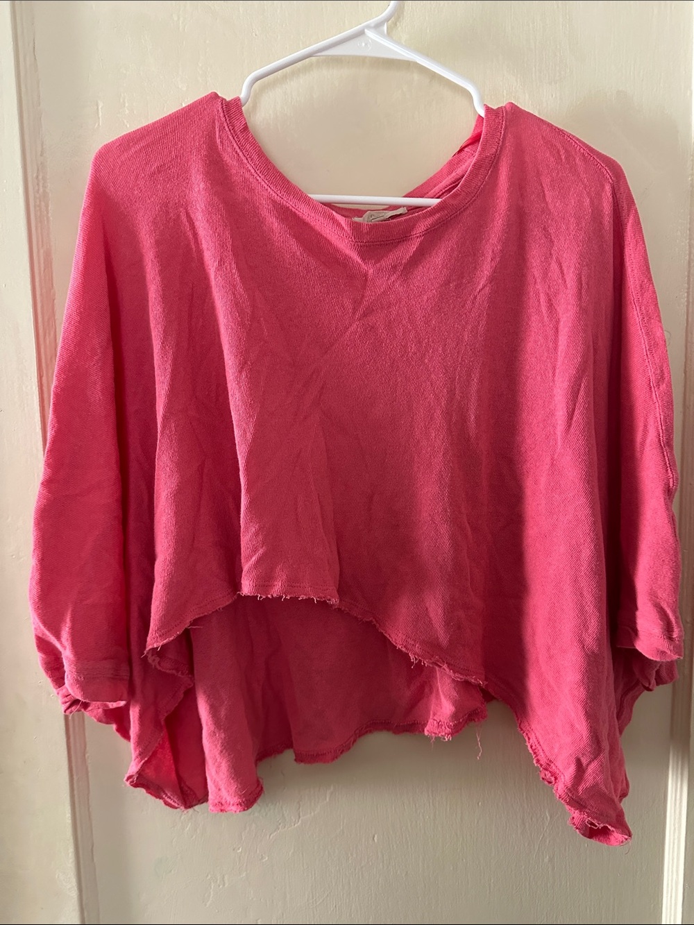 Women's Pink Raw-Hem Boxy Top